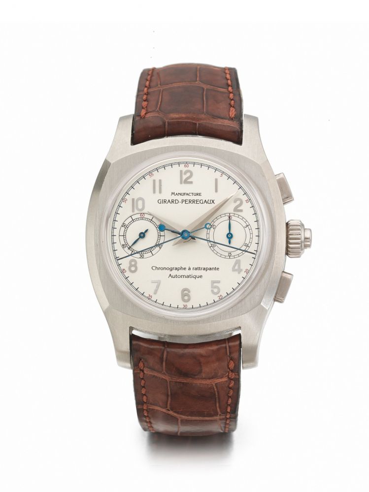 GIRARD-PERREGAUX | A WHITE GOLD AUTOMATIC SPLIT SECONDS CHRONOGRAPH WRISTWATCH WITH REGISTERS CIRCA 2000