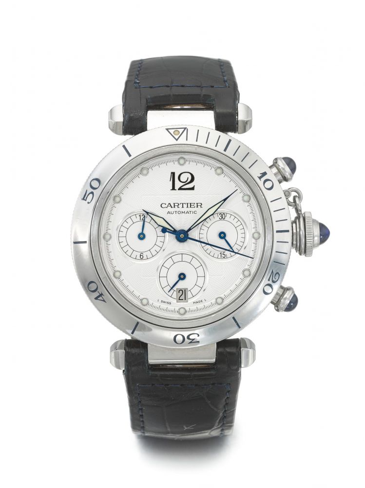 CARTIER | REF 2113 PASHA, A STAINLESS STEEL AUTOMATIC CHRONOGRAPH WRISTWATCH WITH DATE CIRCA 2000