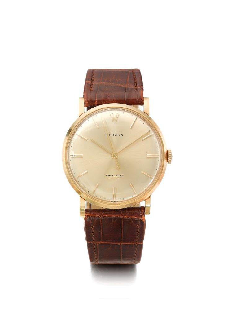 ROLEX | REF 9659J PRECISION, A YELLOW GOLD CENTER SECONDS WRISTWATCH CIRCA 1970