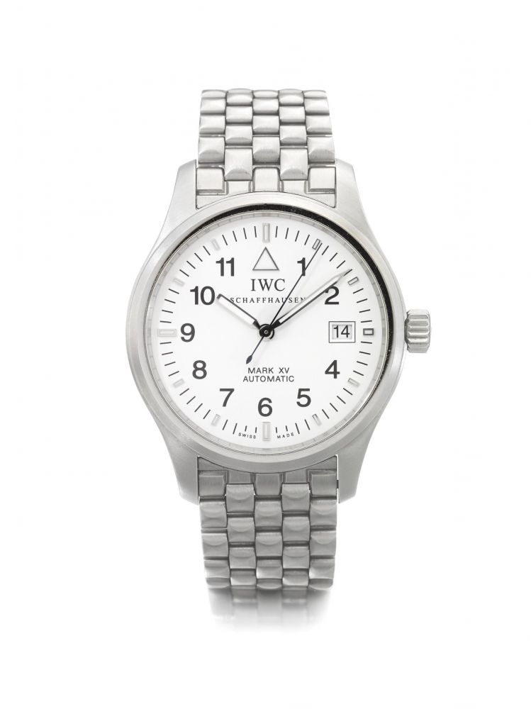 IWC | PILOT MARK XV, A STAINLESS STEEL AUTOMATIC WRISTWATCH WITH DATE AND BRACELET CIRCA 2005