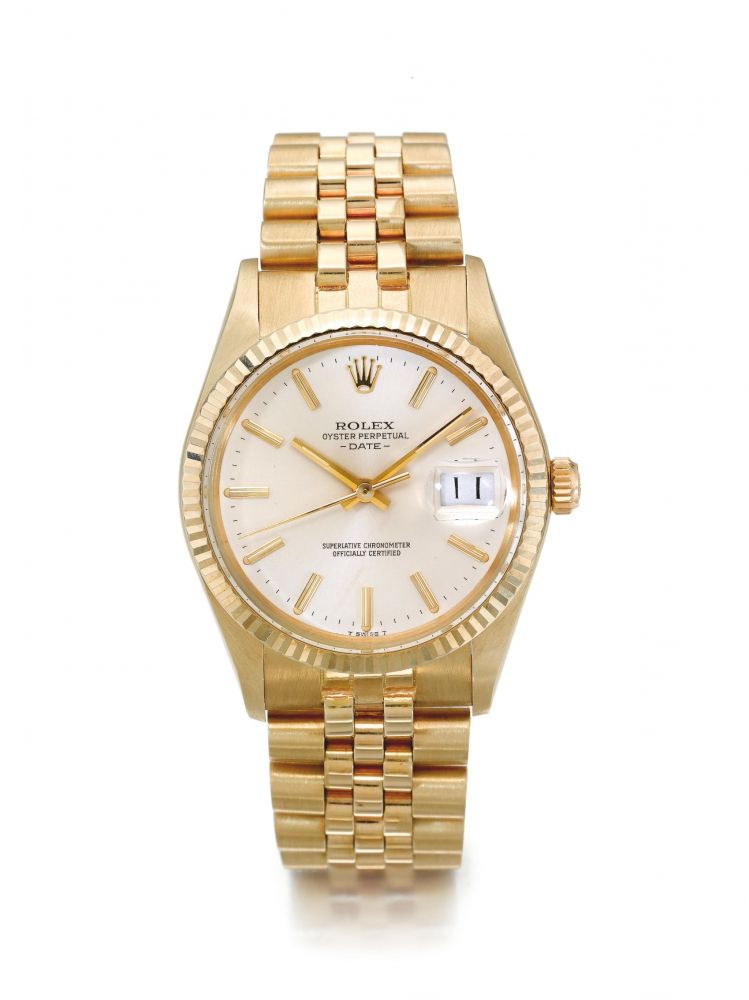 ROLEX | REF 15037/15000 DATE, A YELLOW GOLD AUTOMATIC WRISTWATCH WITH DATE AND BRACELET CIRCA 1981