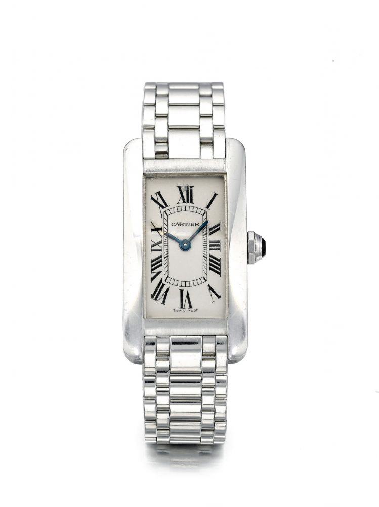 CARTIER | REF 2489 TANK AMERICAINE, A WHITE GOLD RECTANGULAR WRISTWATCH WITH BRACELET CIRCA 2000