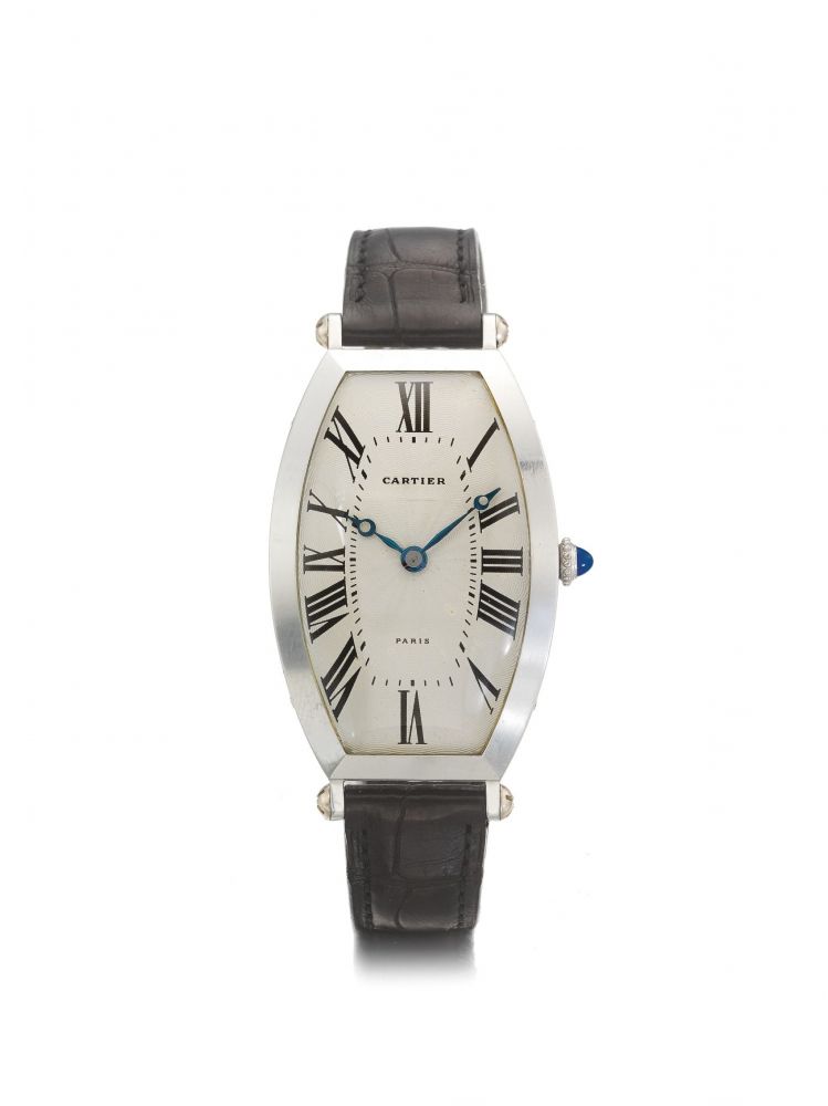 CARTIER | REF 2435, A PLATINUM TONNEAU WRISTWATCH CIRCA 2000