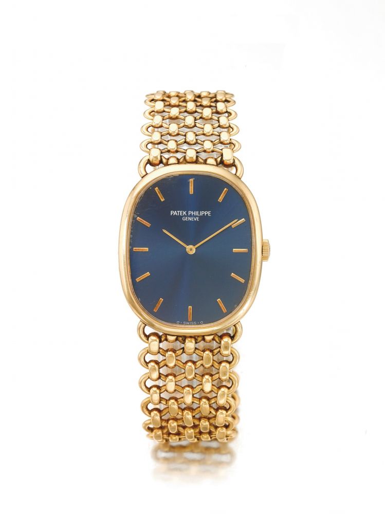 PATEK PHILIPPE | REF 3848/1 ELLIPSE, A YELLOW GOLD OVAL BRACELET WATCH MADE IN 1975