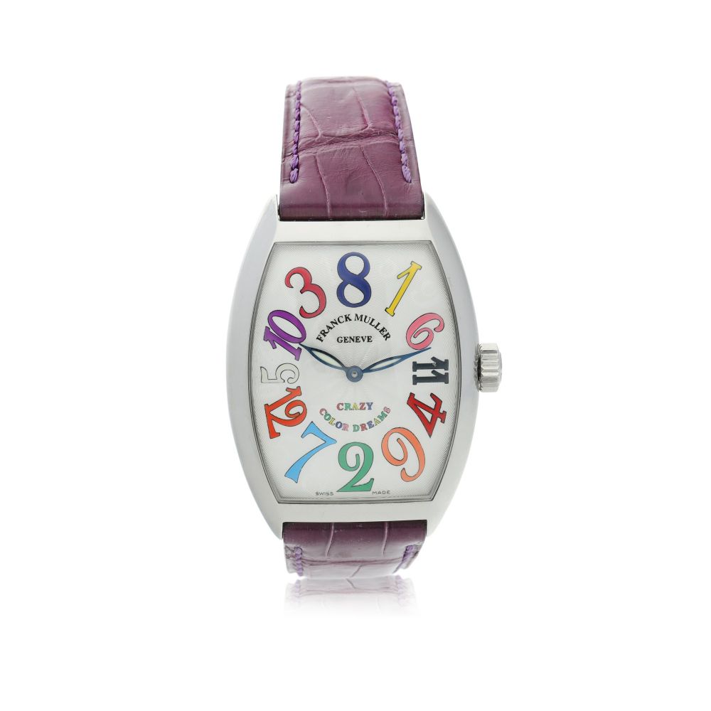 FRANCK MULLER | REFERENCE 7851 CH CINTRÉE CURVEX 'CRAZY COLOR DREAMS' A STAINLESS STEEL TONNEAU-SHAPED AUTOMATIC WRISTWATCH, CIRCA 2019