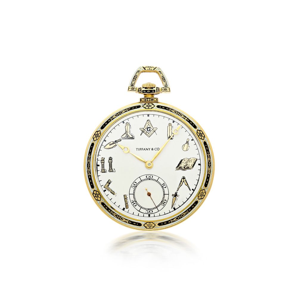 C.H. MEYLAN | RETAILED BY TIFFANY CO A YELLOW GOLD AND ENAMEL OPENED FACED WATCH, CIRCA 1925