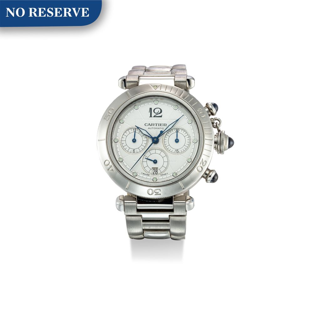 CARTIER | PASHA, REFERENCE 2113, A STAINLESS STEEL CHRONOGRAPH WRISTWATCH WITH DATE AND BRACELET, CIRCA 2000