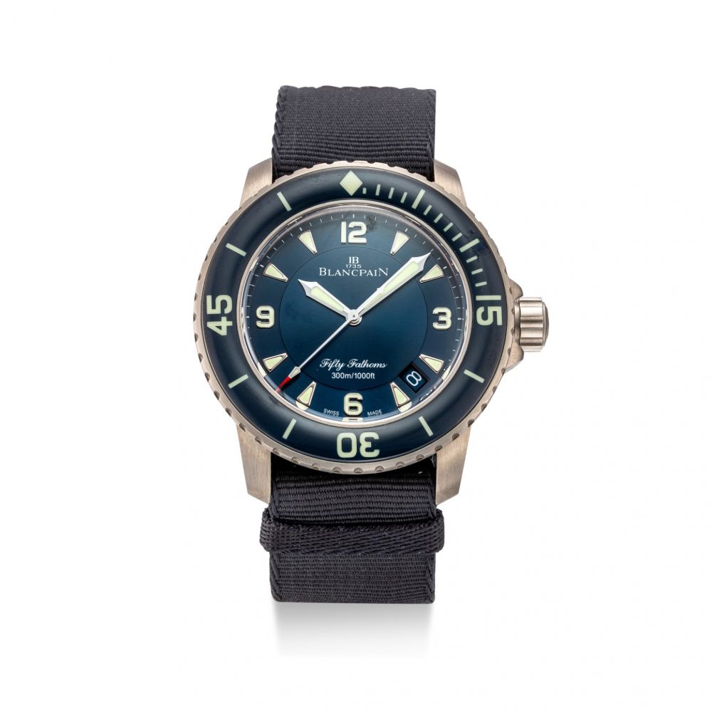 BLANCPAIN | FIFTY FATHOMS, REFERENCE 5015 12B40 NAOA, A TITANIUM WRISTWATCH WITH DATE, CIRCA 2017
