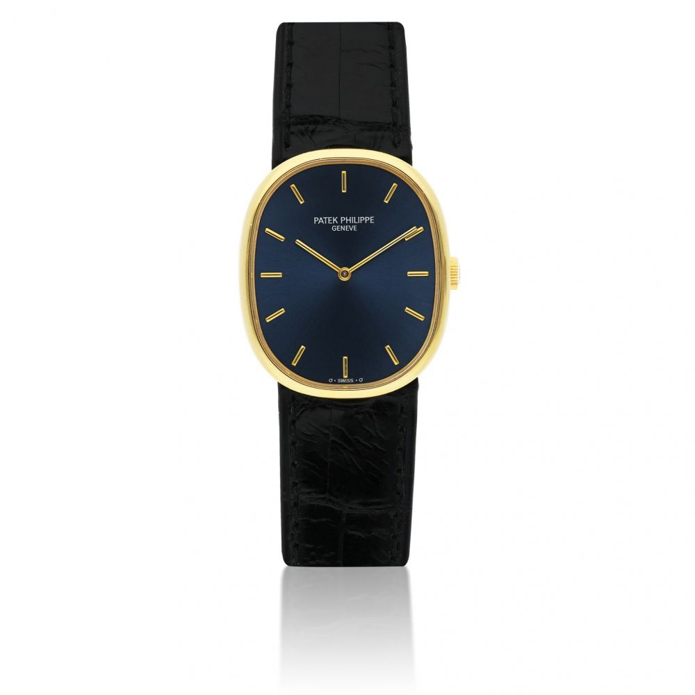 PATEK PHILIPPE | REF 3848 ELLIPSE, A YELLOW GOLD OVAL WRISTWATCH CIRCA 1990
