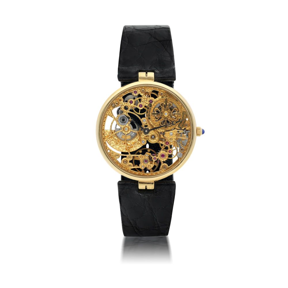 PATEK PHILIPPE | REFERENCE 3878 A RARE YELLOW GOLD SKELETONIZED AUTOMATIC WRISTWATCH, CIRCA 1993