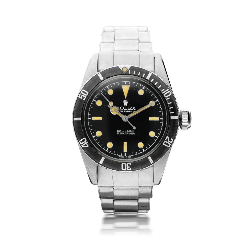 ROLEX | REFERENCE 6538 'BIG CROWN' SUBMARINER A STAINLESS STEEL AUTOMATIC CENTER SECONDS WRISTWATCH WITH BRACELET, CIRCA 1958