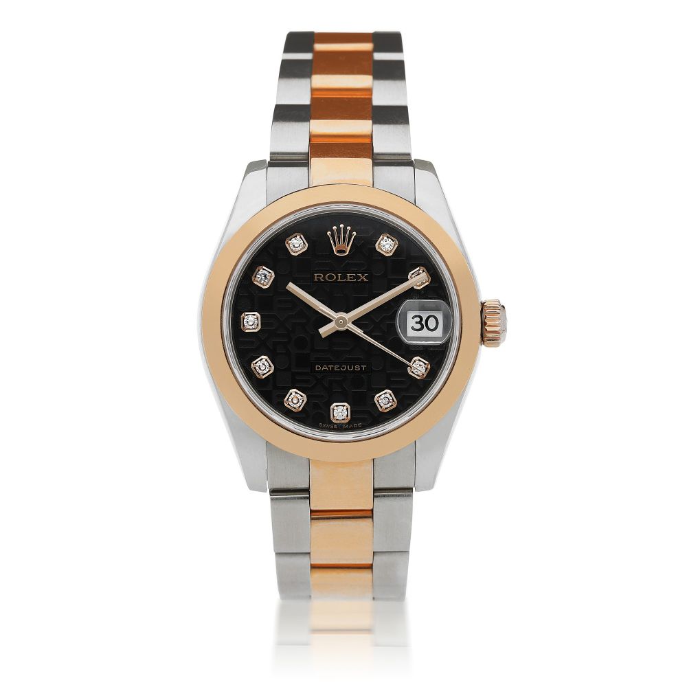 ROLEX | REFERENCE 178241 DATEJUST A STAINLESS STEEL AND PINK GOLD AUTOMATIC WRISTWATCH WITH DATE, BRACELET AND DIAMOND SET DIAL, CIRCA 2005