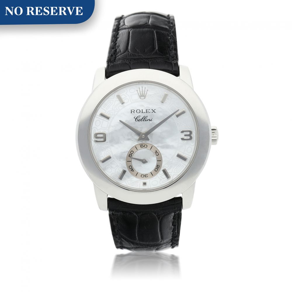 ROLEX | REFERENCE 5240 CELLINI A PLATINUM AUTOMATIC WRISTWATCH WITH MOTHER OF PEARL DIAL, CIRCA 2001