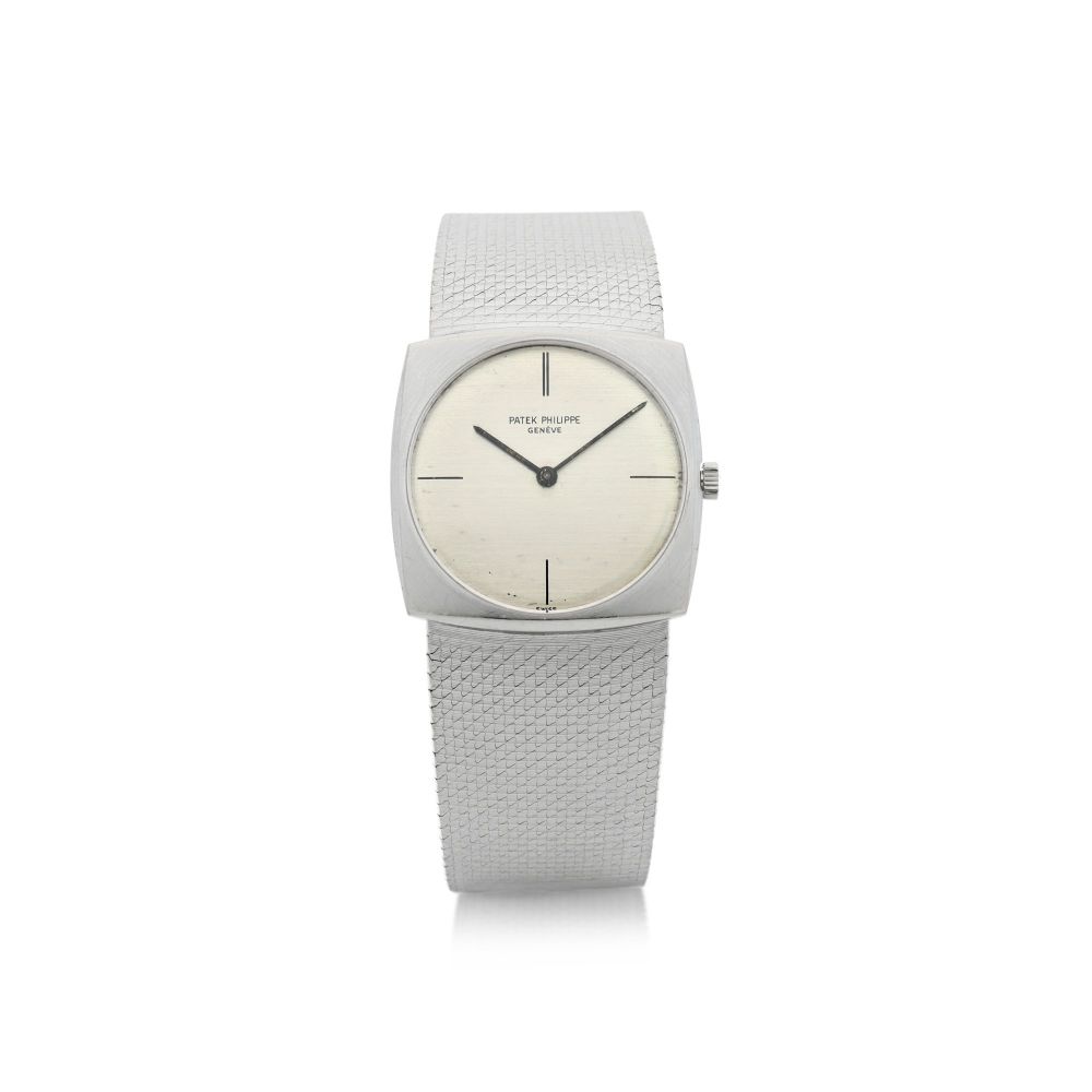 PATEK PHILIPPE | REFERENCE 3523/1 A WHITE GOLD SQUARE SHAPED BRACELET WATCH, MADE IN 1968