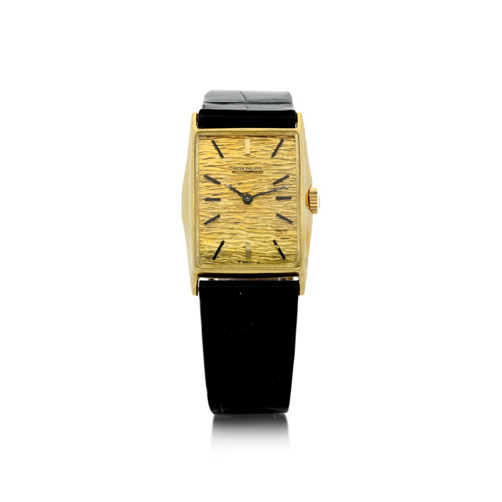 PATEK PHILIPPE | REFERENCE 2554/7 'MANTA RAY' A YELLOW GOLD RECTANGULAR WRISTWATCH, MADE IN 1964