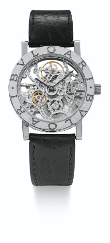 Bulgari.A WHITE GOLD AUTOMATIC SKELETONIZED WRISTWATCH CIRCA 2000