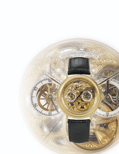 Vacheron Constantin.A YELLOW GOLD SKELETONIZED CHRONOGRAPH WRISTWATCH REF 47100 CIRCA 1995