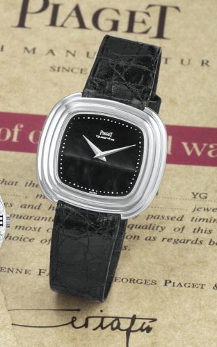 Piaget.A WHITE GOLD CUSHION-FORM WRISTWATCH REF 75101 SERIAL 283697 CIRCA 1977
