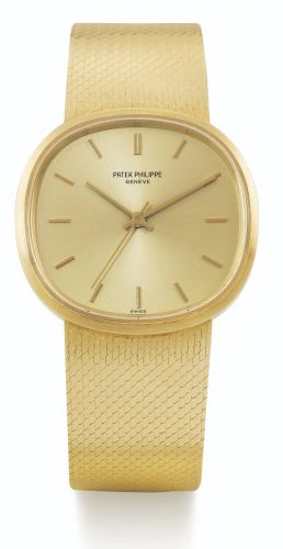 Patek Philippe.A YELLOW GOLD CUSHION-FORM AUTOMATIC CENTRE SECONDS BRACELET WATCH REF 3586/1J MVT 1182048 CASE 2700932 MADE IN 1971