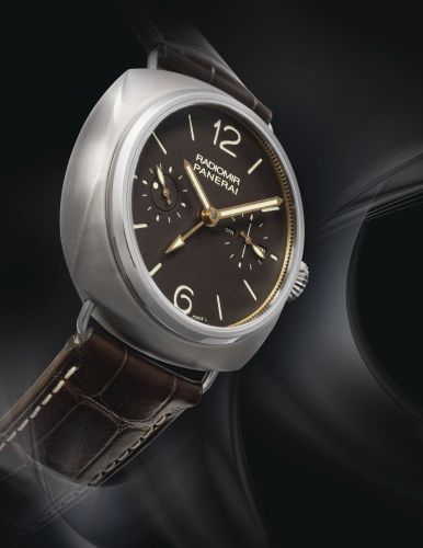 Panerai.A FINE SPECIAL EDITION TITANIUM CUSHION-FORM DUAL TIME ZONE TOURBILLON WRISTWATCH WITH DAY/NIGHT AND 6-DAY POWER RESERVE INDICATION PAM00315 NO K011/125 RADIOMIR TOURBILLON GMT TITANIO CIRCA 2013