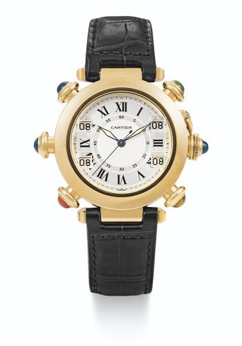 Cartier.A RARE YELLOW GOLD AUTOMATIC WRISTWATCH WITH GOLF STROKES COUNTERS PASHA GOLF CIRCA 1998