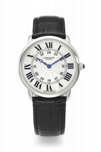Cartier.A FINE PLATINUM WRISTWATCH REF 2452 D NO 0031 AF RONDE LOUIS CARTIER CIRCA 2003