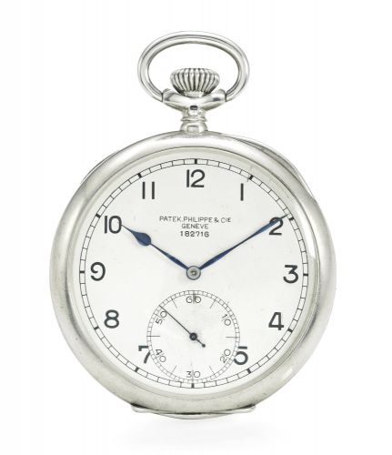 Patek Philippe Cie.A SILVER OPEN-FACED KEYLESS DECK WATCH WITH GUILLAUME BALANCE REF 739 MVT 182716 CASE 626022 MOVEMENT MADE IN 1914