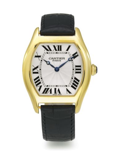 Cartier.A FINE YELLOW GOLD TONNEAU WRISTWATCH REF 2496C NO 0202MG TORTUE CIRCA 2001