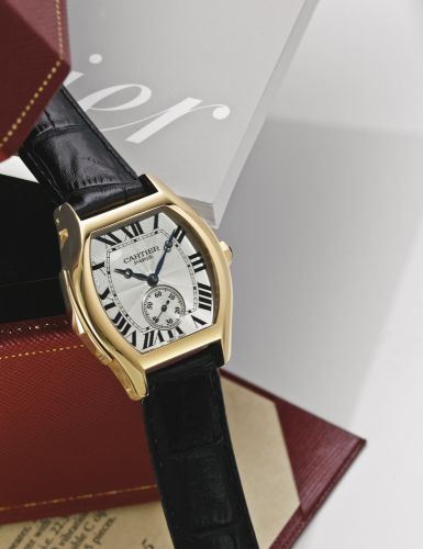 Cartier.A FINE AND RARE LIMITED EDITION PINK GOLD TONNEAU MINUTE REPEATING WRISTWATCH REF 2681F NO 11/25 TORTUE CIRCA 2006