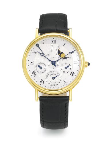 Breguet.A FINE YELLOW GOLD AUTOMATIC PERPETUAL CALENDAR WRISTWATCH WITH MOON-PHASES AND POWER RESERVE INDICATION REF 3310 NO 4521 CIRCA 2000