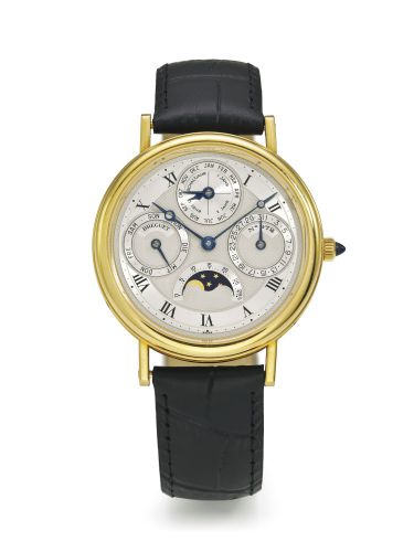 Breguet.A FINE YELLOW GOLD AUTOMATIC PERPETUAL CALENDAR WRISTWATCH WITH MOON-PHASES REF BA 3050 NO 972 CIRCA 1997