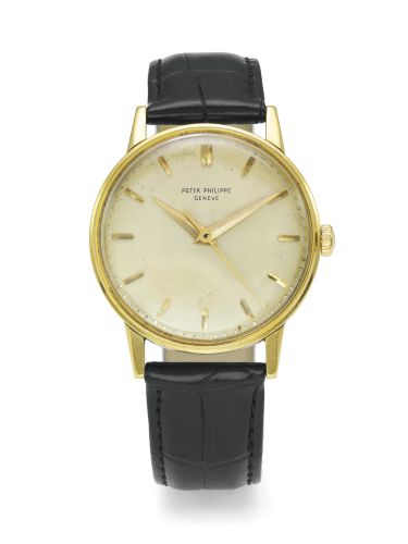 Patek Philippe.A YELLOW GOLD CENTRE SECONDS WRISTWATCH REF 3411 MVT 710577 CASE 2642684 MADE IN 1963