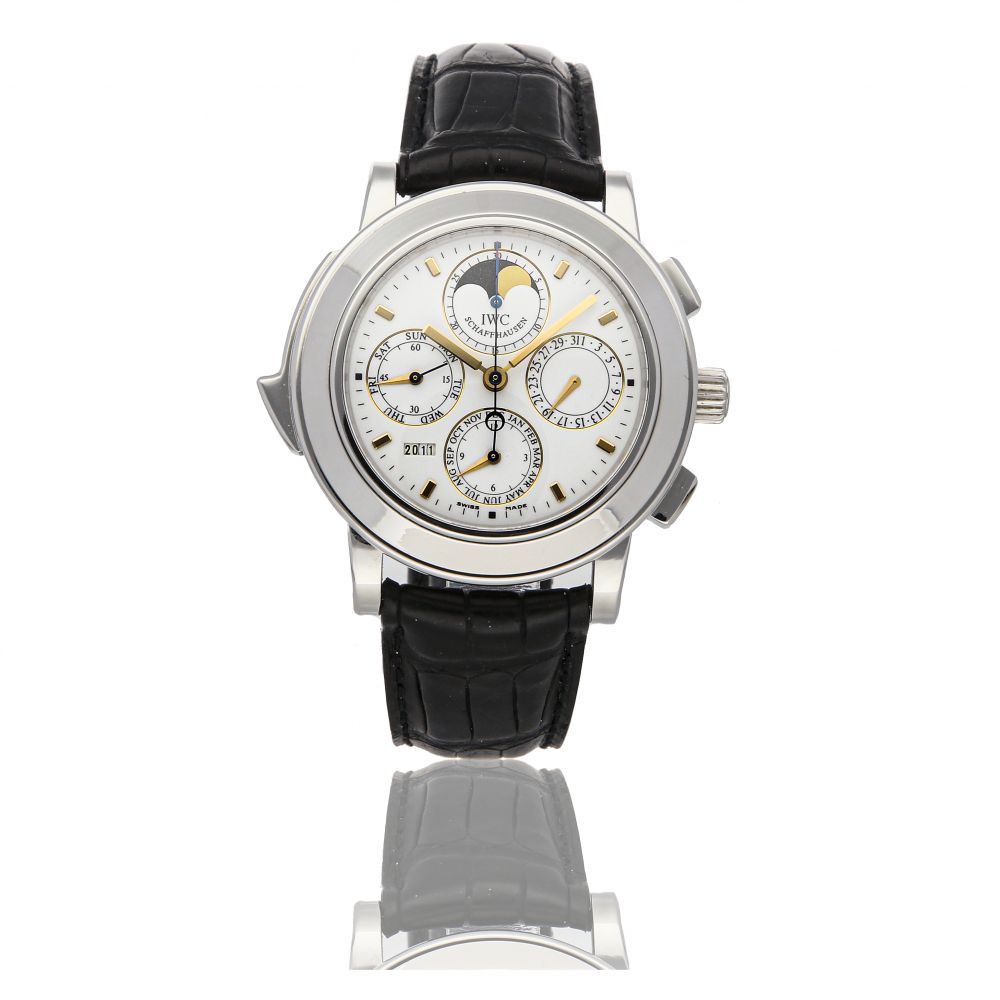 IWC | GRANDE COMPLICATION REF 3770-03, LIMITED EDITION PLATINUM AUTOMATIC MINUTE-REPEATING PERPETUAL CALENDAR CHRONOGRAPH WRISTWATCH WITH MOON PHASES CIRCA 2003
