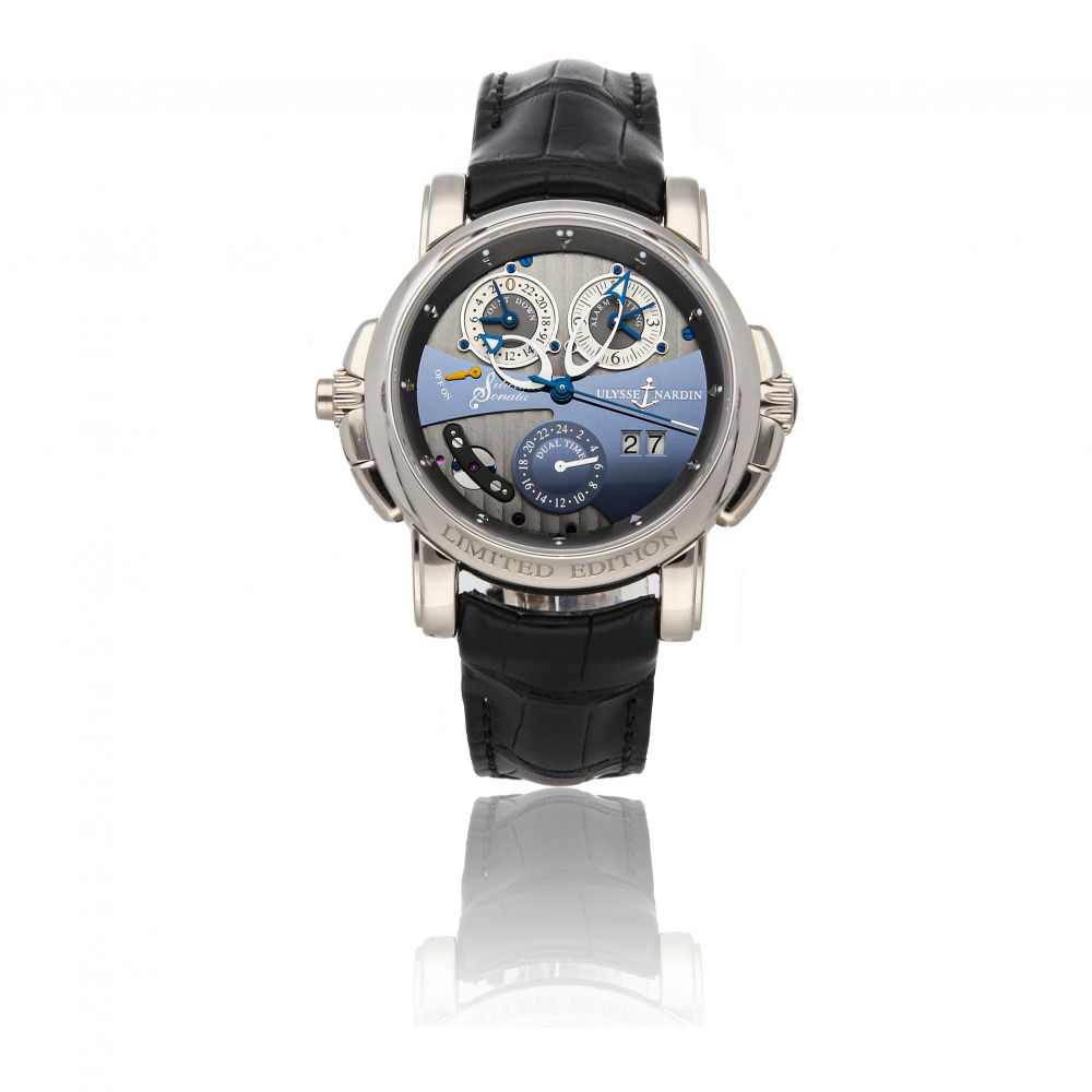 ULYSSE NARDIN | SONATA SILICIUM 670-85 LIMITED EDITION 032/500 A WHITE GOLD AUTOMATIC WINDING WRISTWATCH CIRCA 2019
