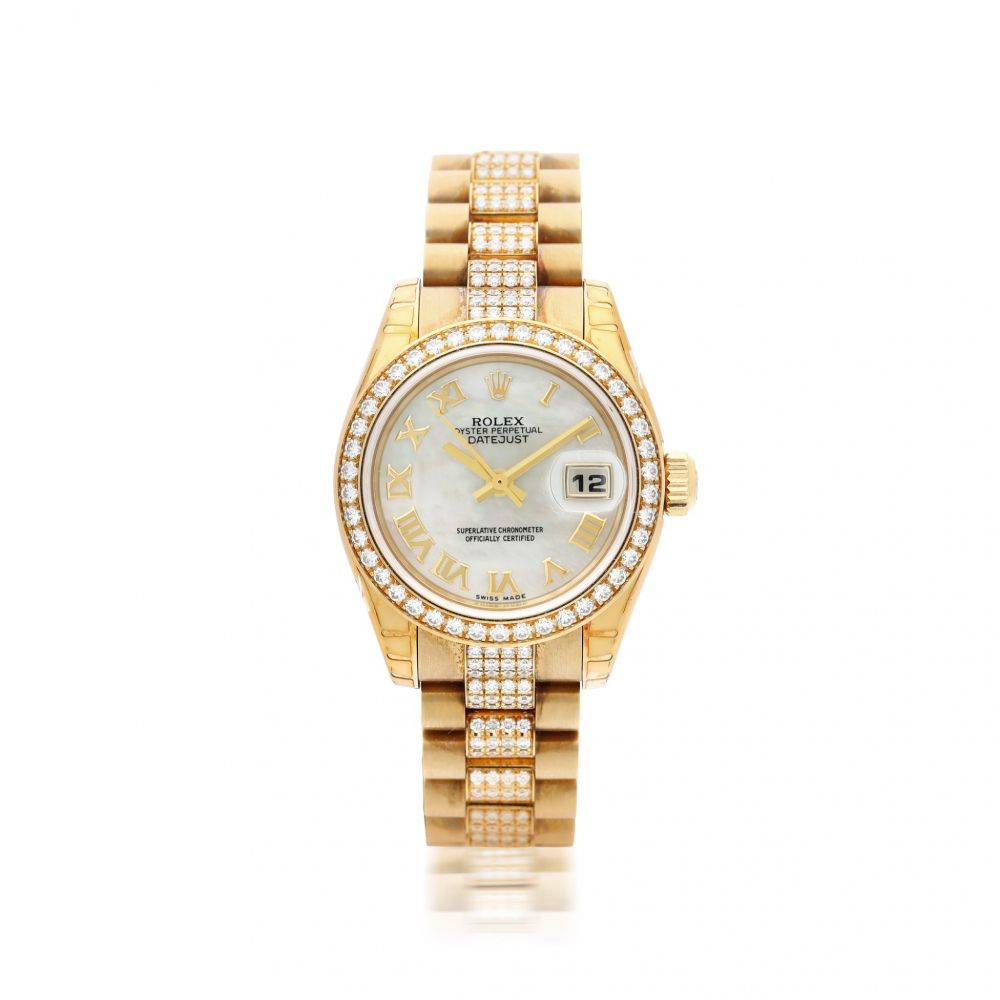 ROLEX | REFERENCE 179138 DATEJUST A YELLOW GOLD AND DIAMOND-SET AUTOMATIC WRISTWATCH WITH DATE AND BRACELET, CIRCA 2005