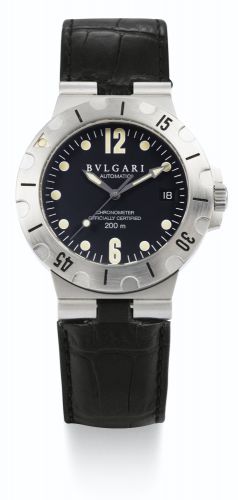 Bulgari.A STAINLESS STEEL AUTOMATIC CENTER SECONDS WRISTWATCH WITH DATE SCUBA CIRCA 2000