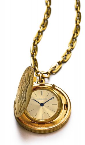 Vacheron Constantin.A VERY FINE YELLOW GOLD COIN FORM WATCH REF 4928 NO 506866 CIRCA 1940