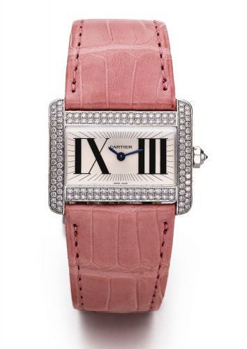 Cartier.A LADY'S RECTANGULAR WHITE GOLD AND DIAMOND-SET WRISTWATCH REF 2613 NO 276248 CE TANK DIVAN CIRCA 2000