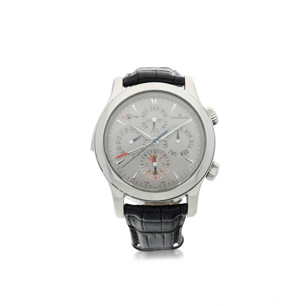 JAEGER LECOULTRE | REFERENCE 149.6.95 MASTER GRAND REVEIL A LIMITED EDITION PLATINUM AUTOMATIC PERPETUAL CALENDAR WRISTWATCH WITH ALARM AND MOON-PHASES, CIRCA 2014