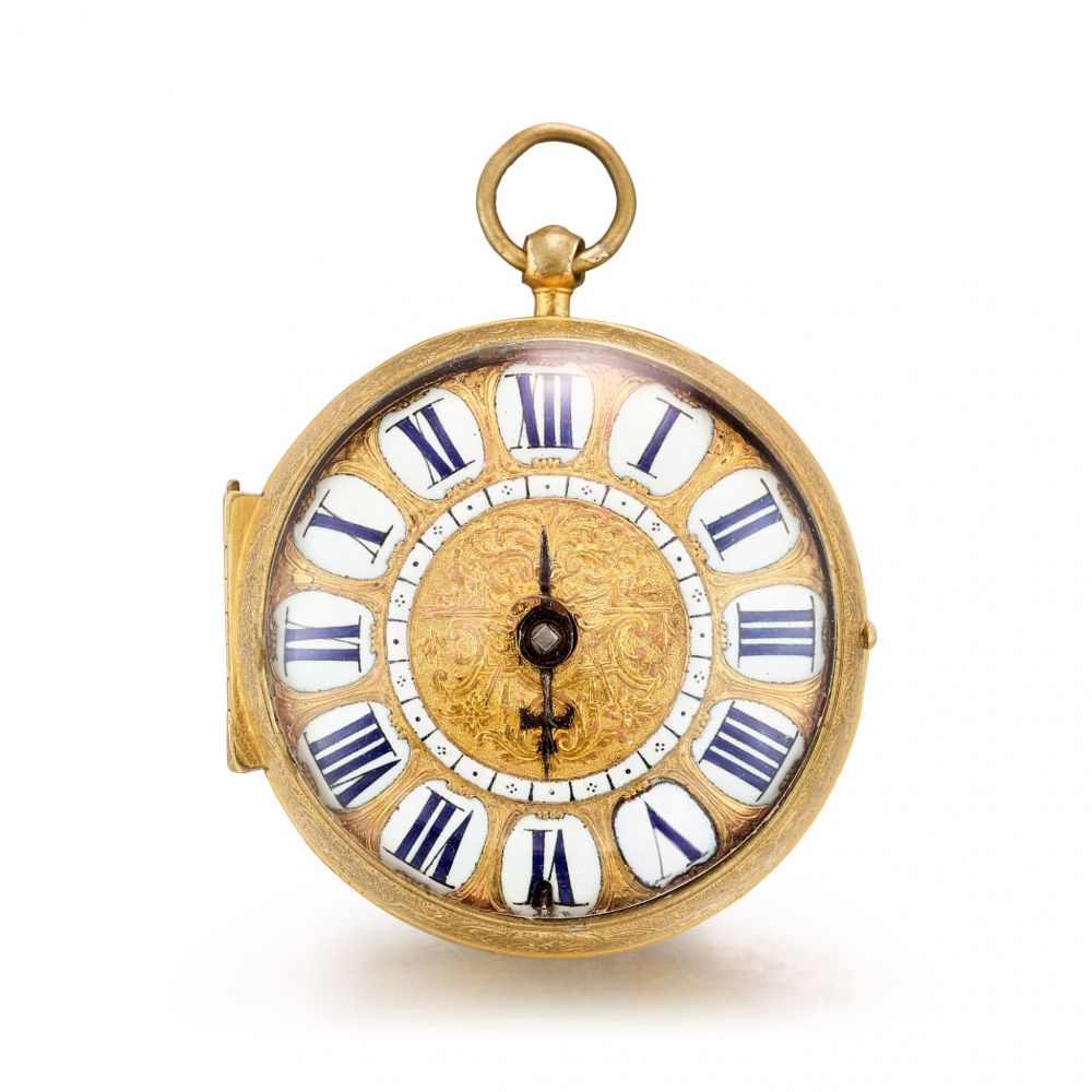 GILLES MARTINOT | AN EARLY GILT OPENFACE SINGLE-HAND OIGNON VERGE WATCH WITH CENTRAL WINDING, CIRCA 1670