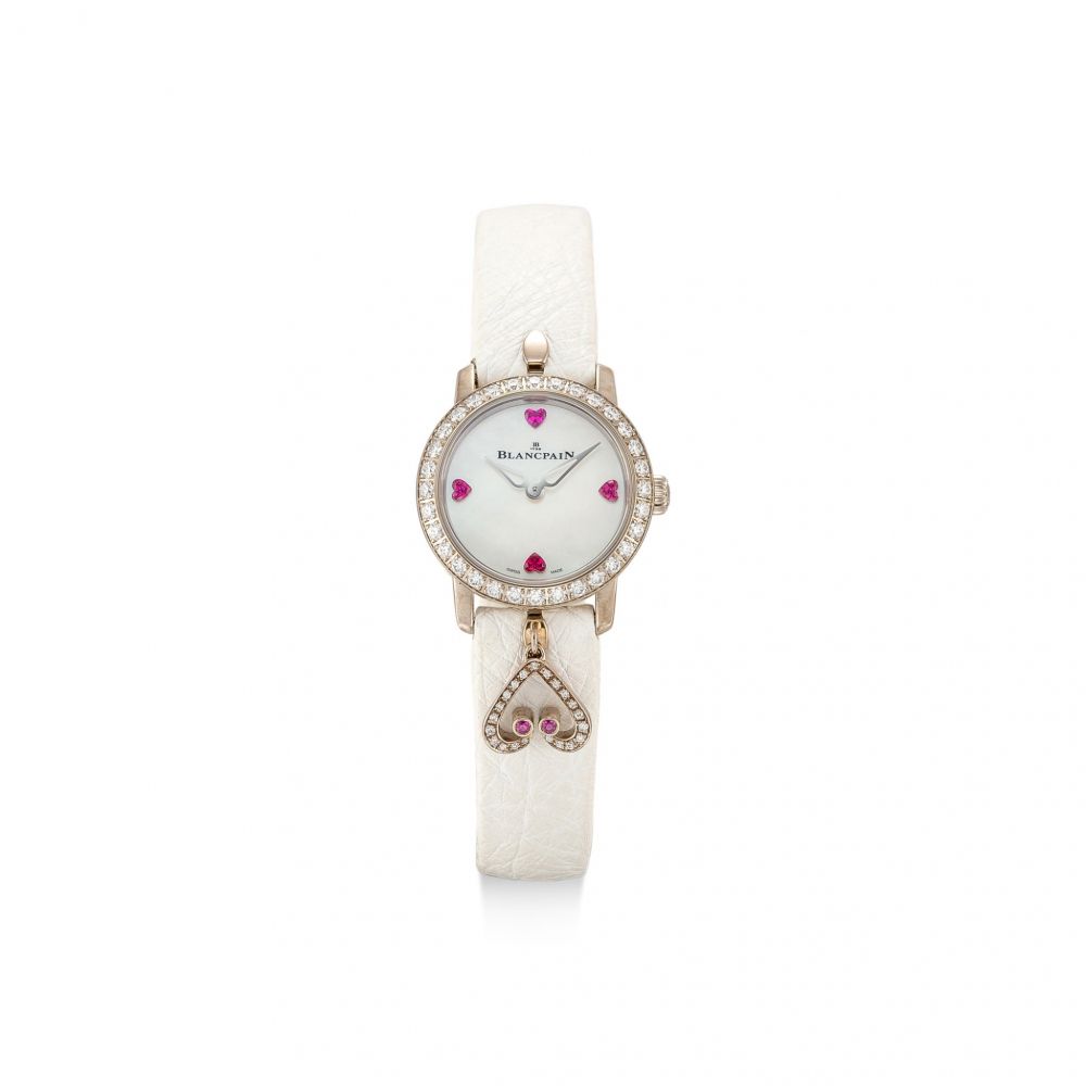 BLANCPAIN | LADYBIRD, REFERENCE 0063-1997-58A A WHITE GOLD, DIAMOND AND RUBY-SET WRISTWATCH WITH MOTHER-OF-PEARL DIAL, CIRCA 2016