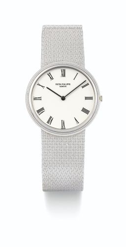 Patek Philippe.A WHITE GOLD BRACELET WATCH REF 3744/1 MVT 1507800 CASE 555429 MADE IN 1985
