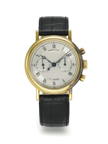 Breguet.A YELLOW GOLD CHRONOGRAPH WRISTWATCH WITH REGISTER REF 3237 NO 3584 CIRCA 1995