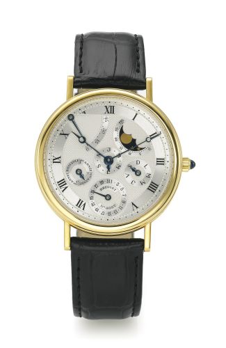 Breguet.A FINE YELLOW GOLD AUTOMATIC PERPETUAL CALENDAR WRISTWATCH WITH MOON-PHASES AND POWER RESERVE REF 3310 MVT 3979 NO 4057 CIRCA 1992