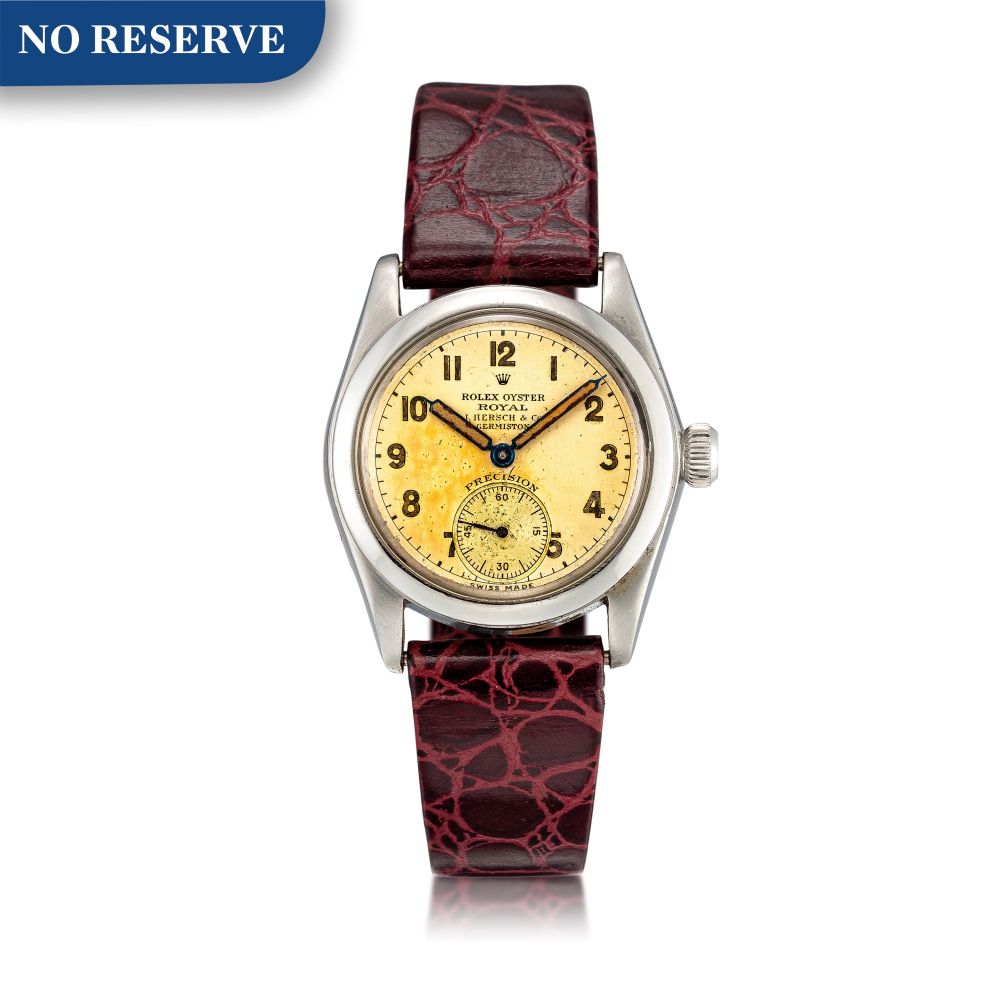 Rolex | Oyster Royal, Reference 2280, A stainless steel wristwatch, Retailed by J. Hersch Co. Germiston, Circa 1942 | 勞力士 | Oyster Royal 型號2280 精鋼腕錶，由J. Hersch Co. Germiston發行，約1942年製