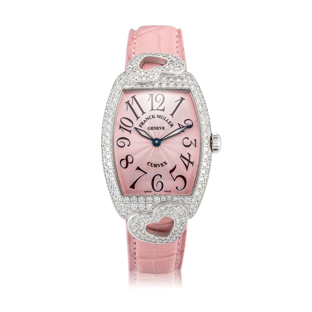 Franck Muller | Curvex, Reference 7502 QZ HJ, A white gold and diamond-set wristwatch, Circa 2000 | Curvex 型號7502 QZ HJ 白金鑲鑽石腕錶，約2000年製