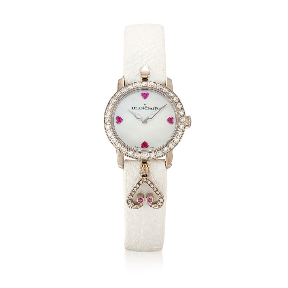 Blancpain | Ladybird, Reference 0063-1997-58A, A white gold, diamond and ruby-set wristwatch with mother-of-pearl dial, Circa 2016 | 寶珀 | Ladybird 型號0063-1997-58A 白金鑲鑽石及紅寶石腕錶，備珠母貝錶盤，約2016年製作