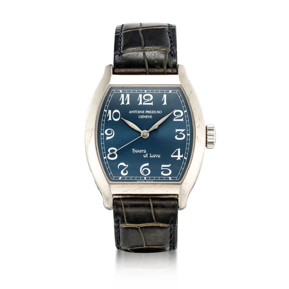 Antoine Preziuso | Hour of Love, A limited edition white gold wristwatch with concealed erotic automaton, Circa 2000 | 限量版白金腕錶，備隱藏式春宮自動人偶，約2000年製