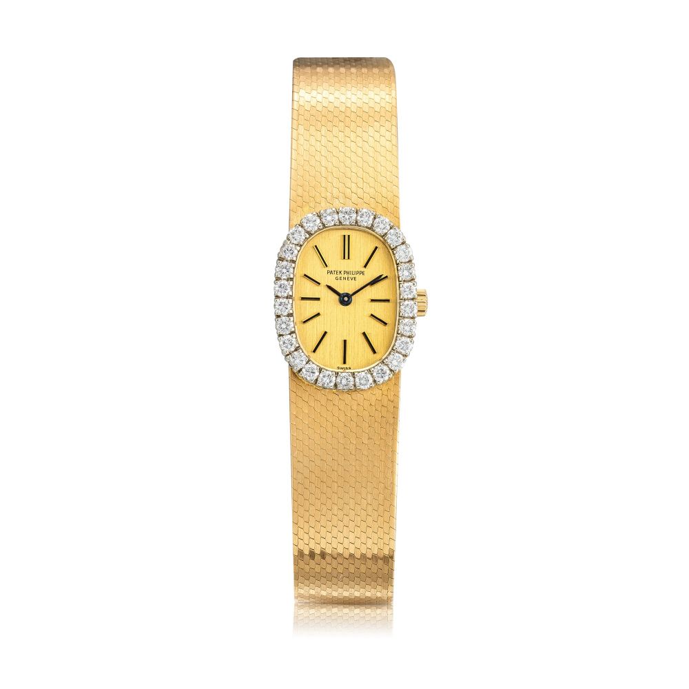 Patek Philippe | Ellipse, Reference 3377, A yellow gold and diamond-set bracelet watch, Made in 1970 | 百達翡麗 | Ellipse 型號3377 黃金鑲鑽石鏈帶腕錶，1970年製作