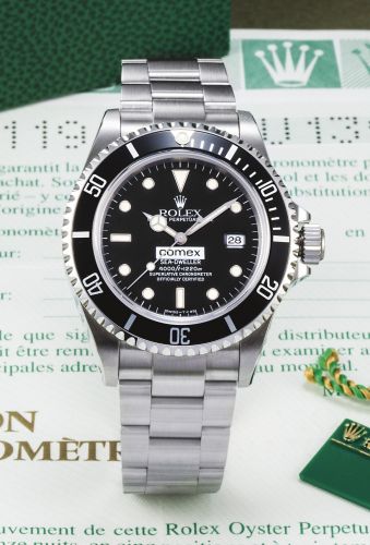 Rolex.A RARE STAINLESS STEEL AUTOMATIC WRISTWATCH WITH DATE AND BRACELET REF 16600 CASE U139806 COMEX SEA-DWELLER CIRCA 1997.A RARE STAINLESS STEEL AUTOMATIC WRISTWATCH WITH DATE AND BRACELET REF 16600 CASE U139806 COMEX SEA-DWELLER CIRCA 1997